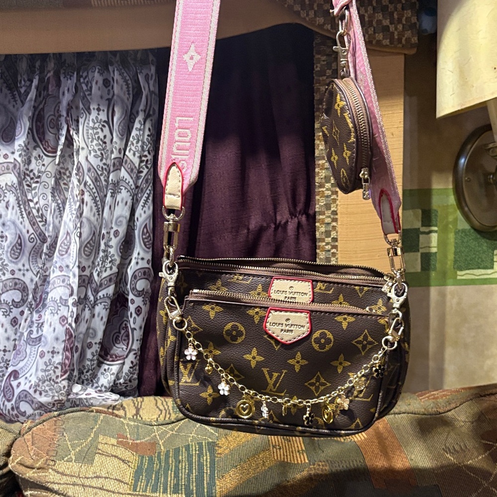 Crossbody Bag with Pink Accents